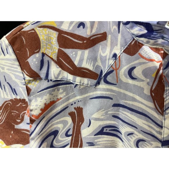 Western Aloha Women’s Hawaiian Cowboy Shirt SS Pullover Small Wahine Surfer - Picture 6 of 6